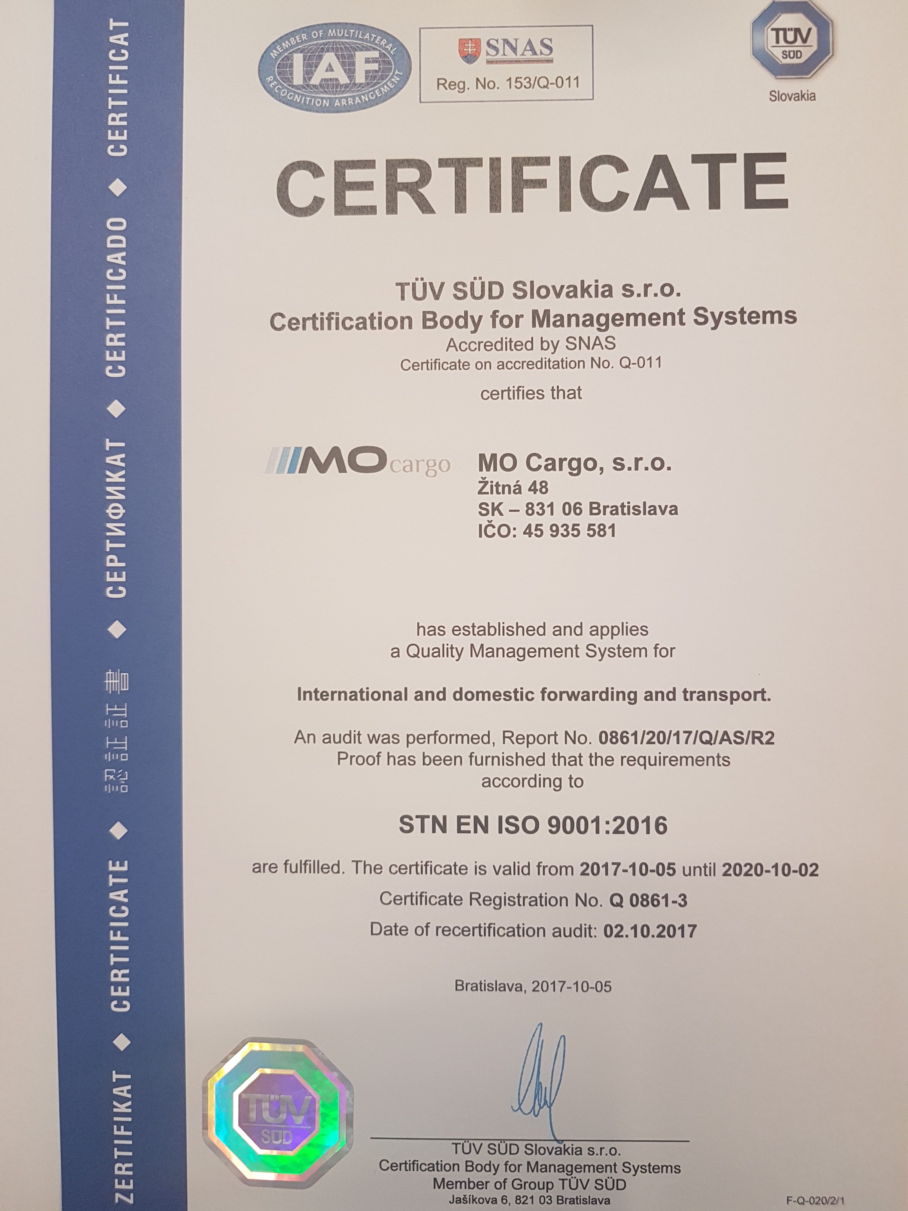 Certificate ISO Certificate ISO